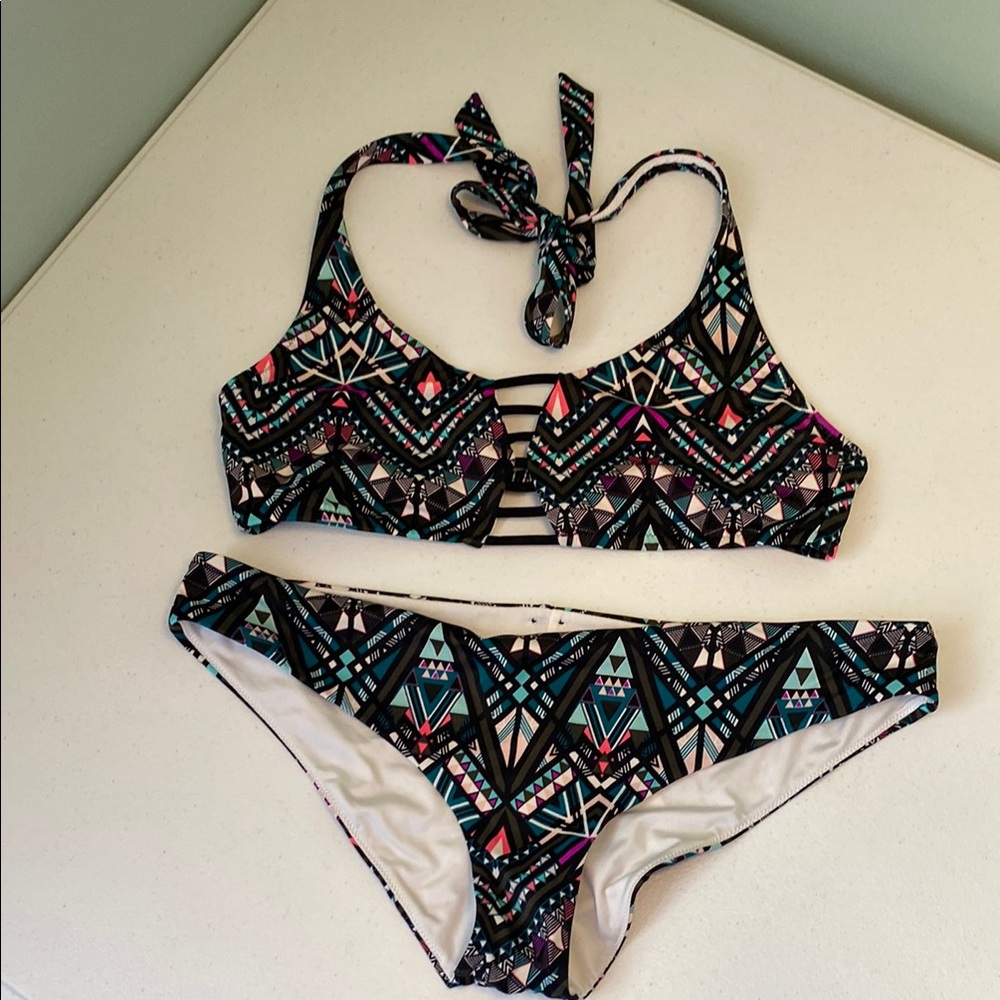 Pink Victoria’s Secret Geometric Pattern Bikini Set